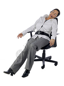 坐在椅子上时睡眠呼叫中心代理的近视图片