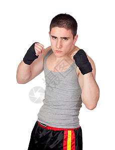 有很多肌肉的年轻拳击手图片