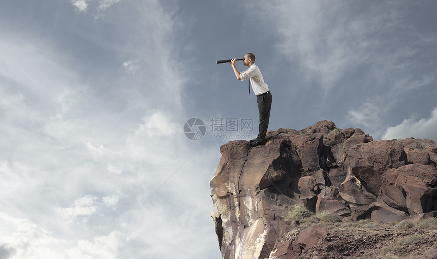 山中商人的商业探索概念图片