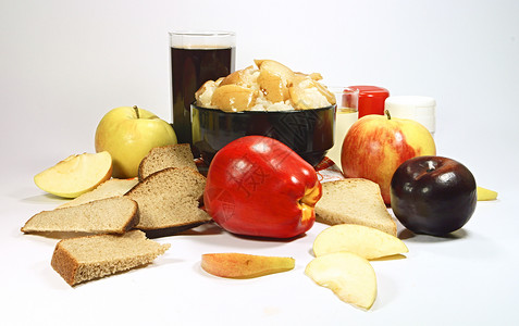 甜米布丁加炖苹果国餐健康食背景图片