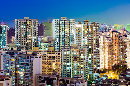 夜晚的公寓楼香港图片