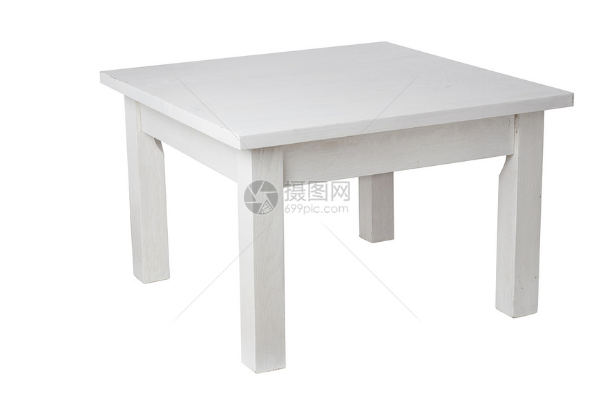 优雅的白色桌子带剪切路径图片