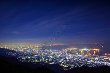 观赏来自玛雅山的关西地区几个日本城市这个景象被命名为图片