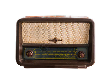 白色背景上的复古收音机图片