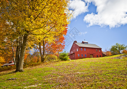 秋天美丽的乡村建筑图片