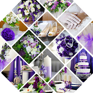 紫色风格的婚纱照拼贴图片