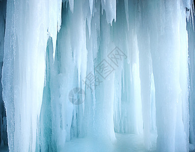 蓝色冰墙冻水图片