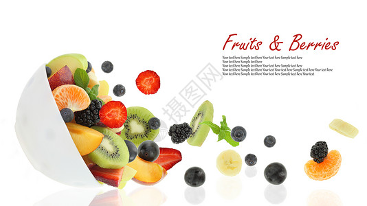 从碗里出来的新鲜水果高清图片