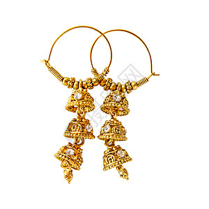 金色传统印度耳环图片