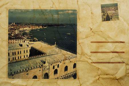 模拟意大利威尼斯复古明信片的构图图片