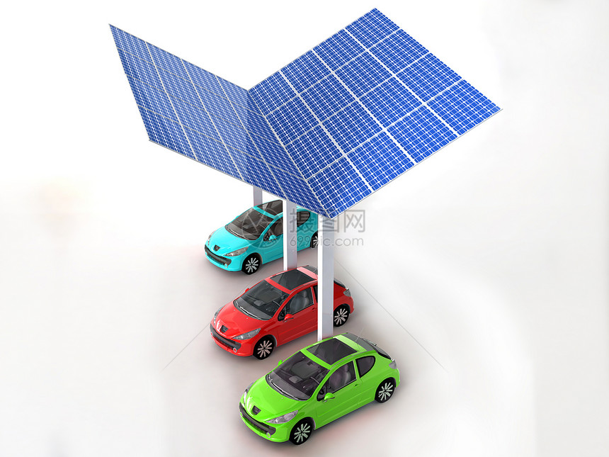 隔离的汽车太阳能电池板图片