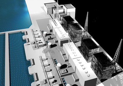 福岛第一核电站夜晚的核电站背景图片