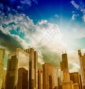 伊利诺斯州芝加哥大厦和天窗图片