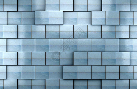 3d蓝色瓷砖墙背景图片