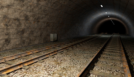 旧铁路隧道双轨深底里面图片