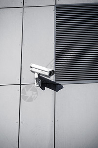 办公大楼的白色安保摄像头安全系统闭路电视摄像头环图片