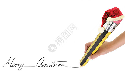 手握铅笔大铅笔写圣诞图片