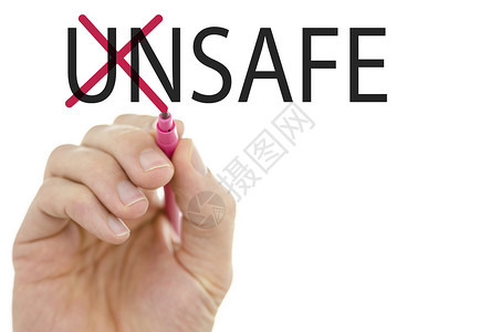 通过划掉字母UN将单词Unsafe更改为Safe图片