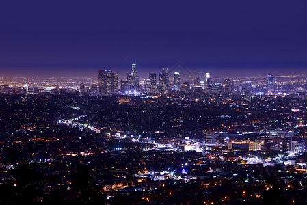 洛杉矶夜天际线航空摄影加利福尼亚州洛杉矶图片