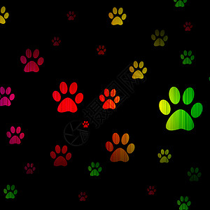 脚宠物光谱在黑色背景上发光图片