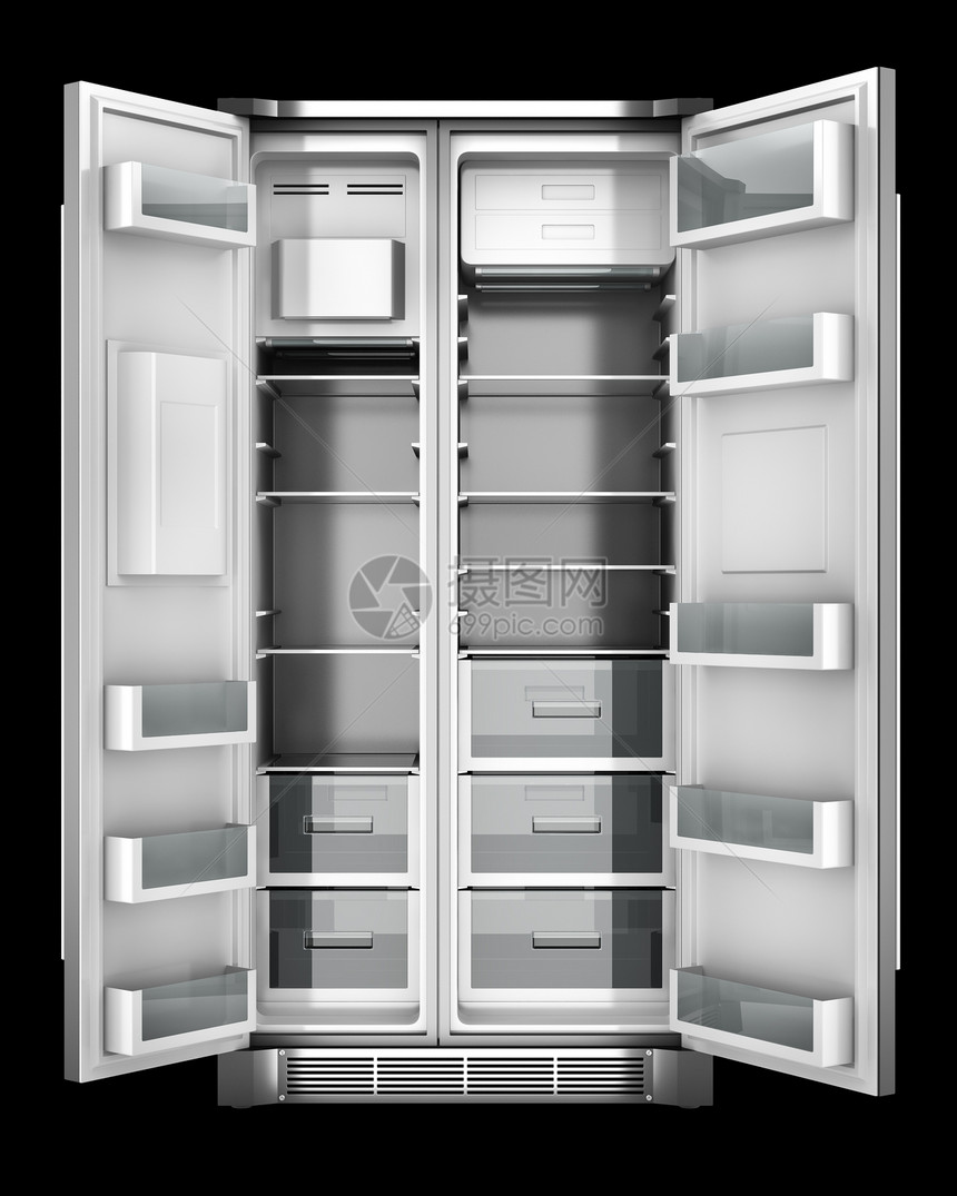 现代电冰箱门开着图片