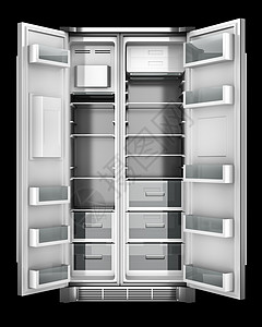 现代电冰箱门开着背景图片
