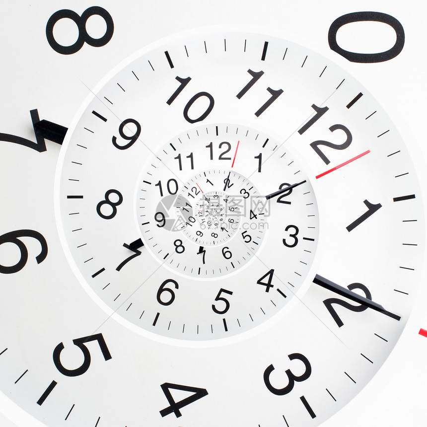 无限时间螺旋的概念扭曲的钟面图片