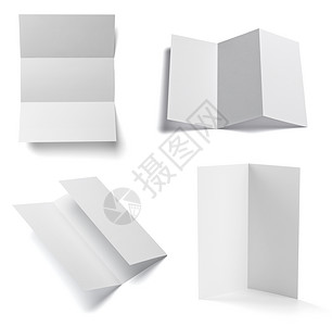 收集各种白色背景的空白折叠散页传单白纸图片