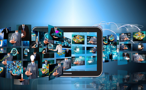 公众号多素材电视和互联网制作技术和商业理念背景