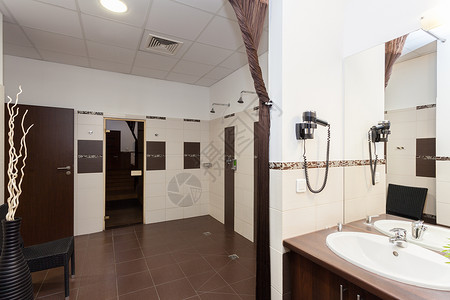 带淋浴和桑拿的公共浴室图片