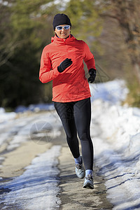 冬季跑步锻炼女健康的生活方式积图片