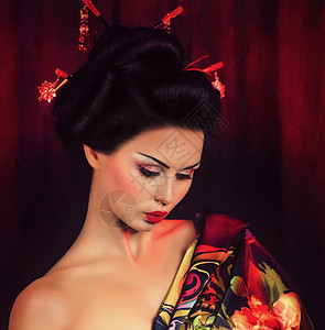 日本艺妓的肖像图片