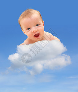 有趣的婴儿躺在云上图片