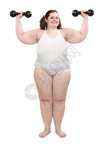 快乐的超重女在白图片