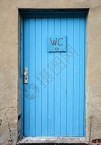 蓝色厕所门图片