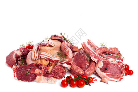 生肉混合牛排家禽香肠火腿图片