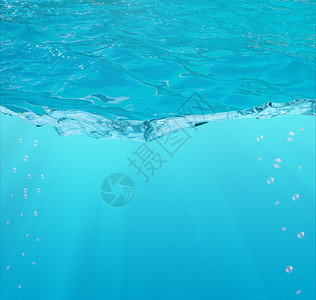 蓝色的水和气泡的背景图片