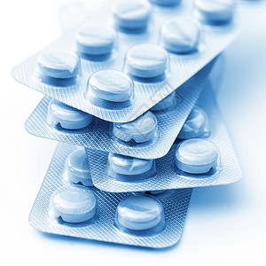 精神药物片剂药丸包装药房医学蓝色白背景用5D标记II背景