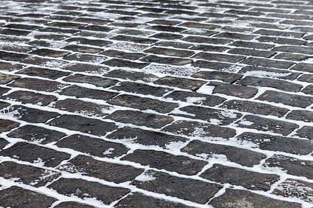 冬季莫斯科红广场的灰色铺面石块图片