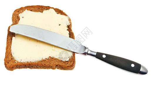 黑麦面包奶油三明治和白背景孤立的图片