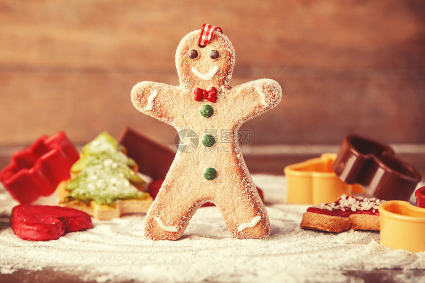 Cookie男人和面粉旧颜色图图片