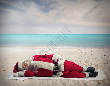 圣诞老人睡在图片