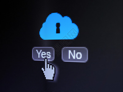 用数字计算机屏幕上的Keyhoole图标和手光标的像素云图片