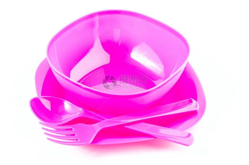彩色塑料餐具盘勺叉图片