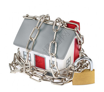 装有安全概念链和锁链的房屋型图片