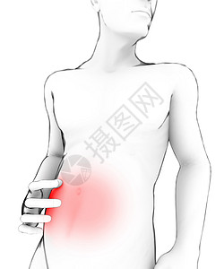 胃痛的男人剪影图片