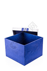 白色背景上的蓝色礼品盒图片
