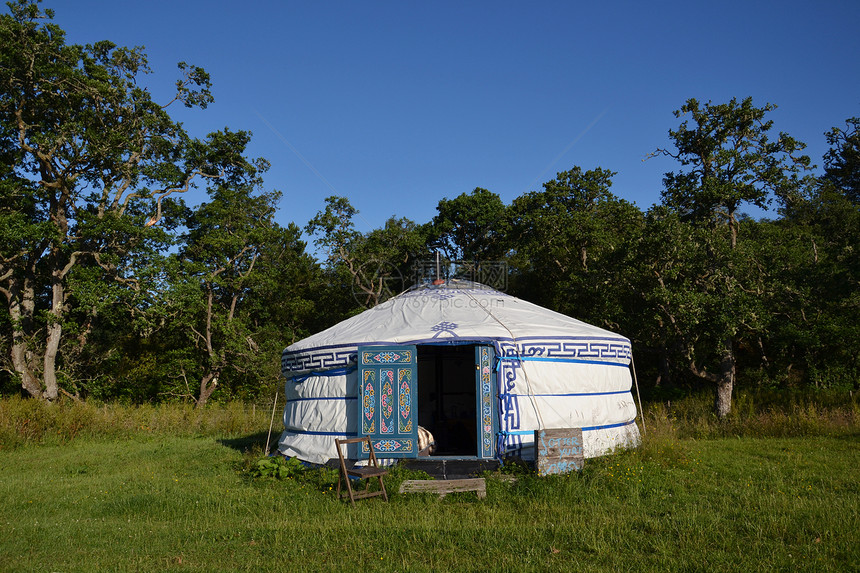 YurtMonganGer游牧民传统上在中亚草原上使用的便携式弯曲住房结构图片