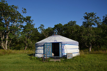 YurtMonganGer游牧民传统上在中亚草原上使用的便携式弯曲住房结构背景