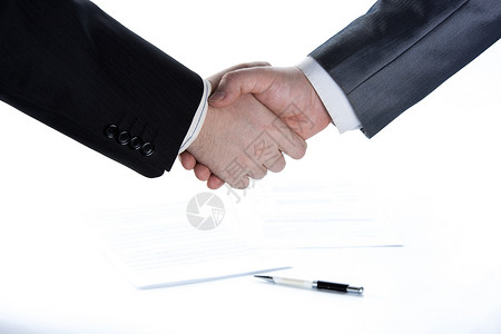 签署协议并握手讨论白背景问题以及背景图片